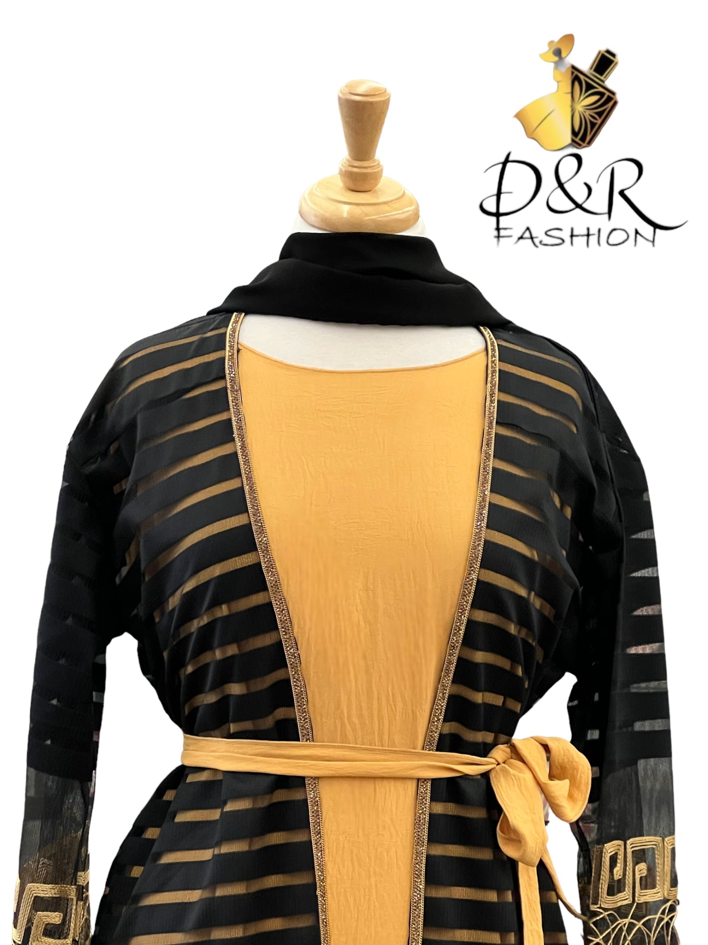 Elegant Dubai Abaya Set with Unique Sleeve Design & Matching Scarf