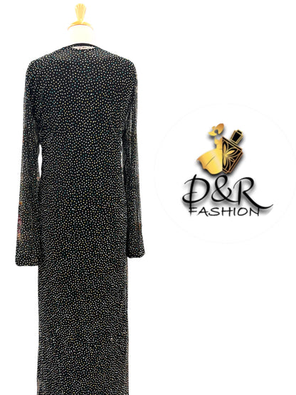 Dubai Open Abaya with Matching Scarf | Luxury Sheer Fabric