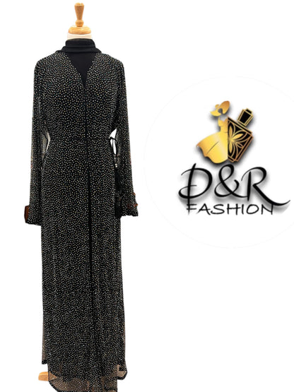 Dubai Open Abaya with Matching Scarf | Luxury Sheer Fabric