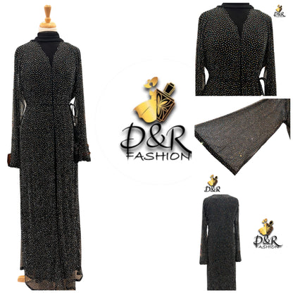 Dubai Open Abaya with Matching Scarf | Luxury Sheer Fabric