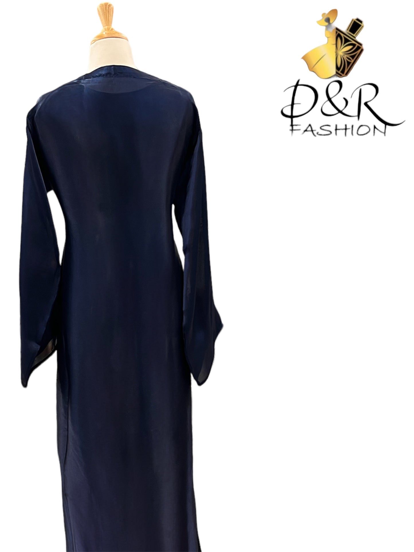 Silver Design Dubai Abaya Set with Sheer Fabric