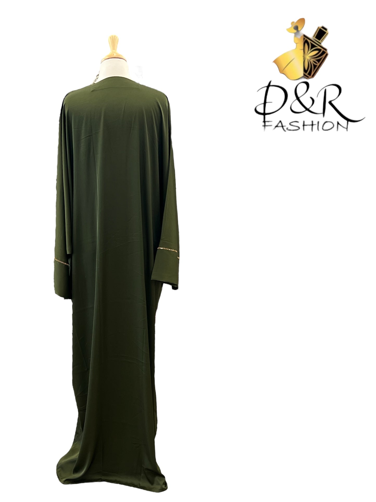 Discover our exquisite Open Abaya from Dubai with stunning golden ribbon