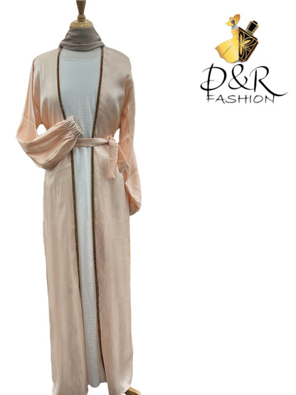 Elegance Redefined: Two-Piece Dubai Abaya with Golden Accents