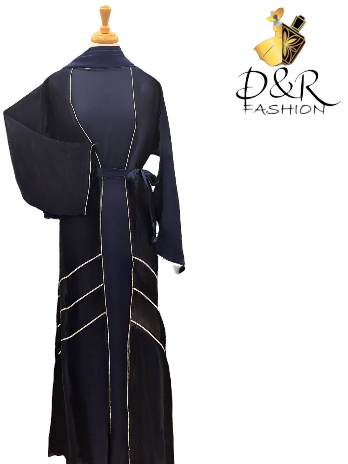 Silver Design Dubai Abaya Set with Sheer Fabric