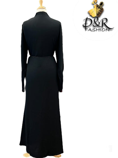 Abaya-Luxurious exquisite black chiffon abaya from Dubai, consisting of layers of exquisite black chiffon