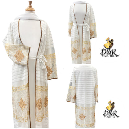 Elegant Dubai Abaya Set with Unique Sleeve Design & Matching Scarf