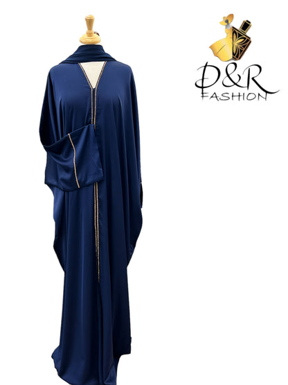 Discover our exquisite Open Abaya from Dubai with stunning golden ribbon