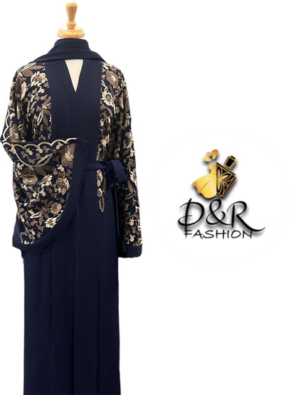 Elegant Front Open Dubai Abaya – Soft Fabric, Sleeve & Back Design