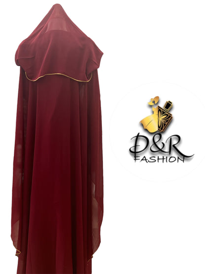 stunning Dubai Abaya 2-Piece Set, featuring a sheer fabric with intricate gold designs