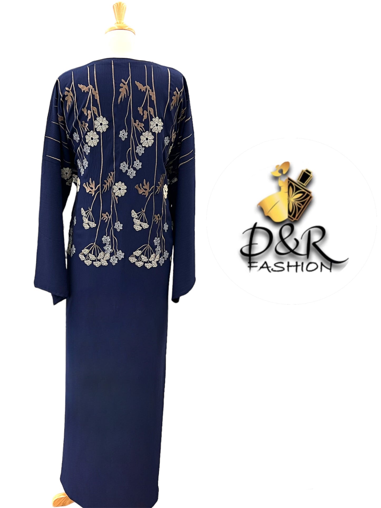 Classy Embroidered Dubai Abaya 2-Piece Set – Elegant Design with Scarf & Belt