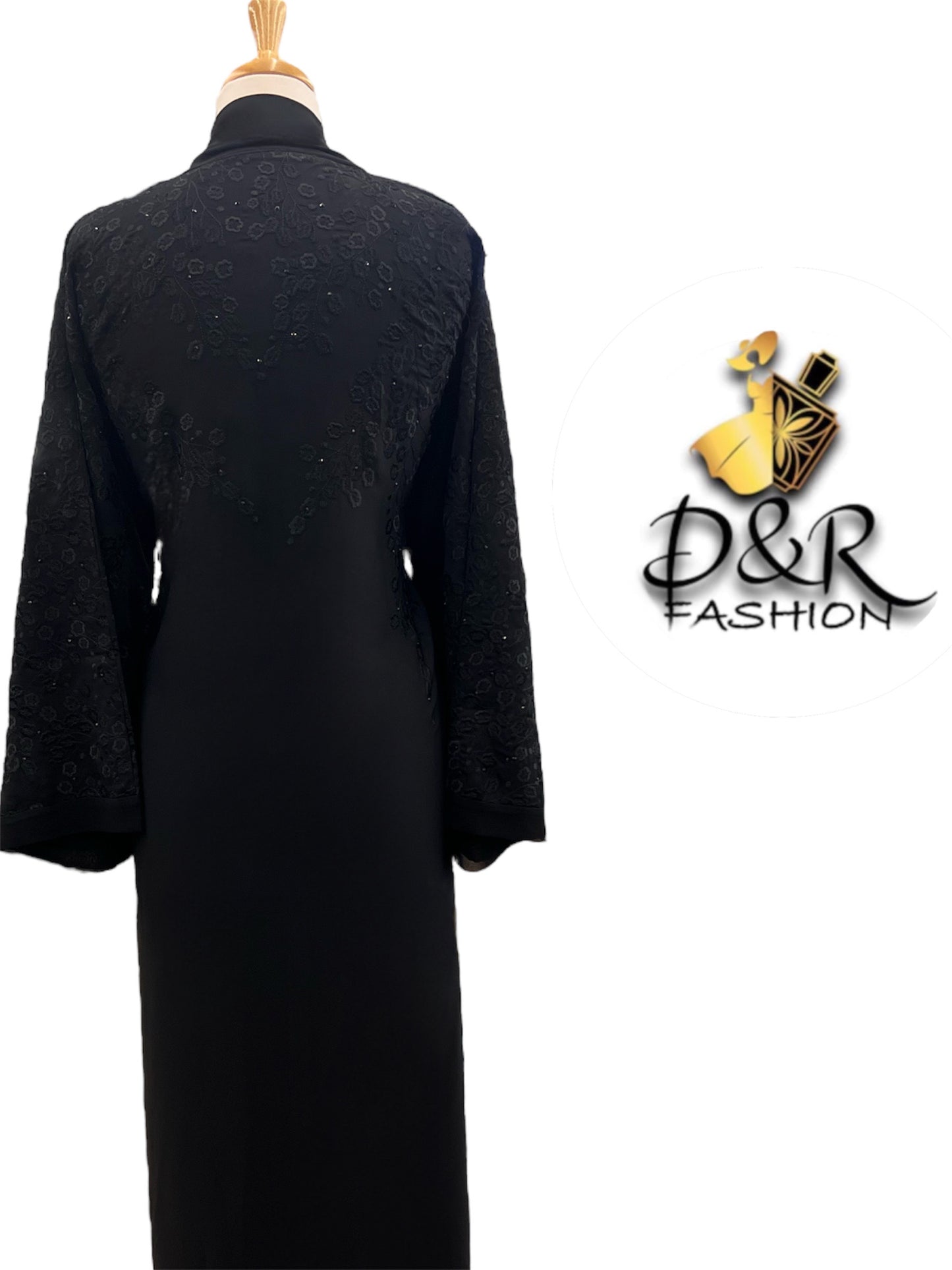 Stylish Soft Fabric Open Dubai Abaya with Matching Scarf & Belt