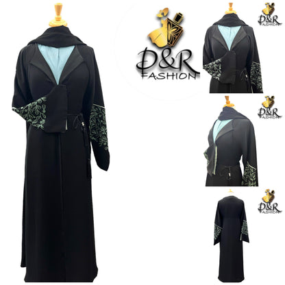 Dual Color Dubai Two-Piece Abaya –  Soft Fabric & Stylish Sleeves