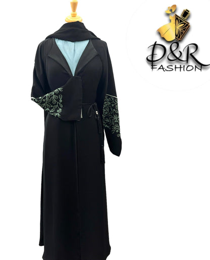 Dual Color Dubai Two-Piece Abaya –  Soft Fabric & Stylish Sleeves