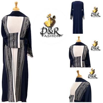 Chic Front Dubai Abaya 2-Piece Set | High-Quality Fabric & Stylish Design