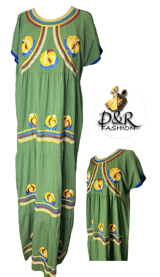 Elegant Corduroy Jalabiya with Floral Embroidery for Radiant Summer Style