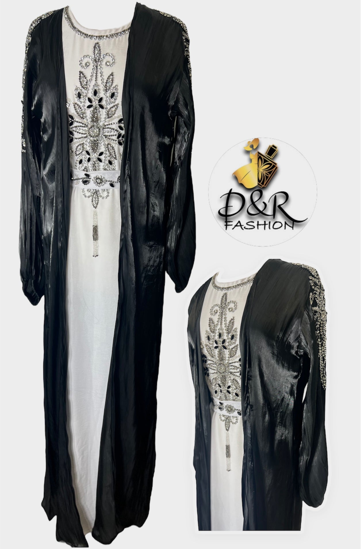 Elegant Dubai Abaya Embroidered Set