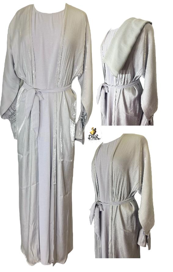 Elegant Dubai Abaya with Embroidered Cuffs 2 Piece Set